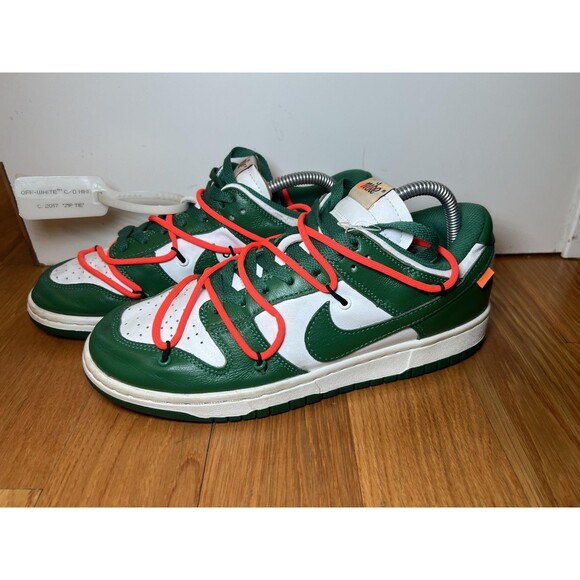 Nike Off-White Dunk Low Shoes Mens Size 7 Pine Green White Sneakers CT0856-100 main image 10